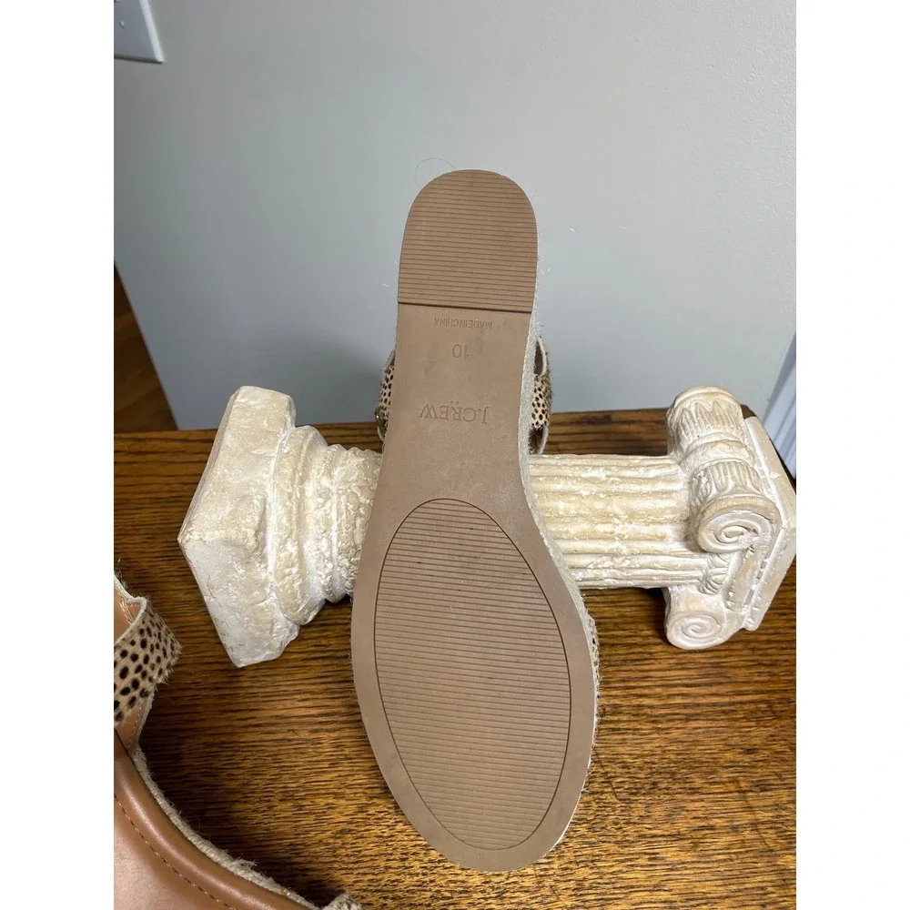 J.Crew Coastal Cowgirl Cheetah Calf Espadrilles Platform Sandals Sz 10 Boho Chic